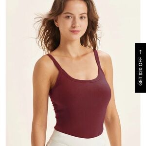 OGL Move Soft Brushed Rib Brami Top in Ruby